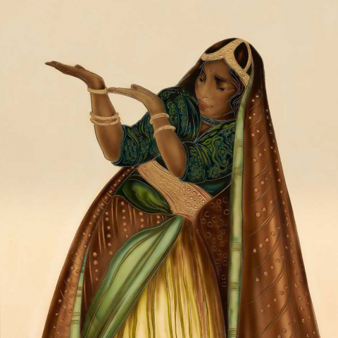 Danseuse indienne en tenue traditionnelle. Vers 1932.